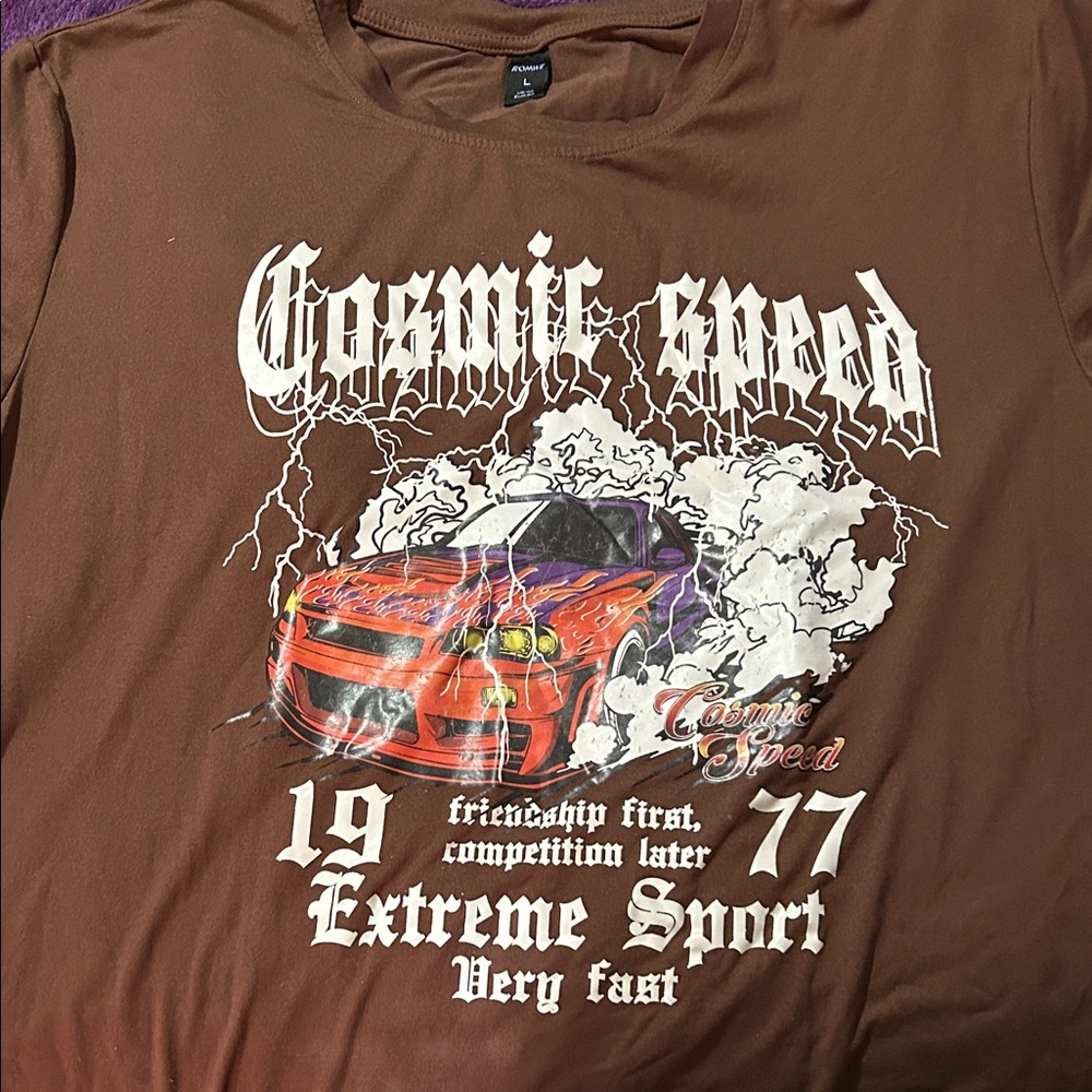 ROMWE Brown Extreme Sport Graphic Tee